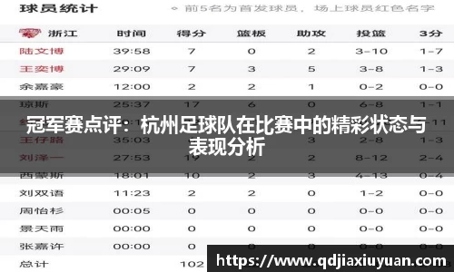 冠军赛点评：杭州足球队在比赛中的精彩状态与表现分析