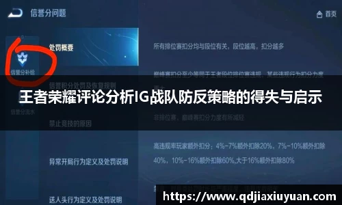 王者荣耀评论分析IG战队防反策略的得失与启示
